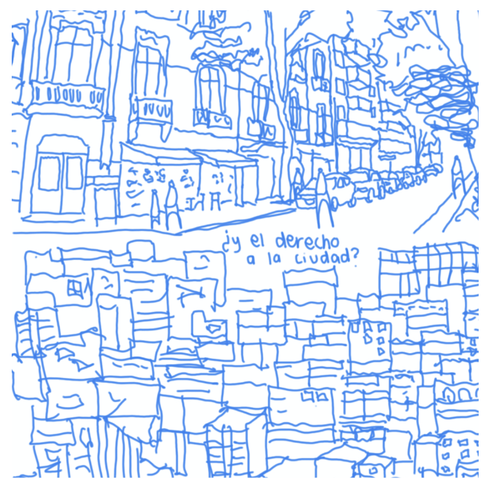 Imagen. Extracto de cómic por Raúl Velázquez realizado en clase proyectos VI de Centro.